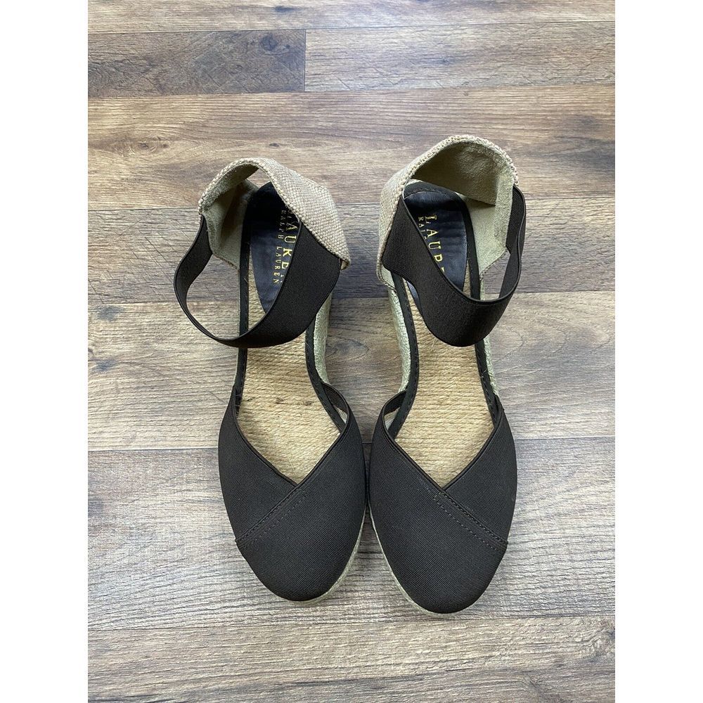 Lauren Ralph Lauren Close‎ Toe Tan and Brown Wedge Shoes Size 11